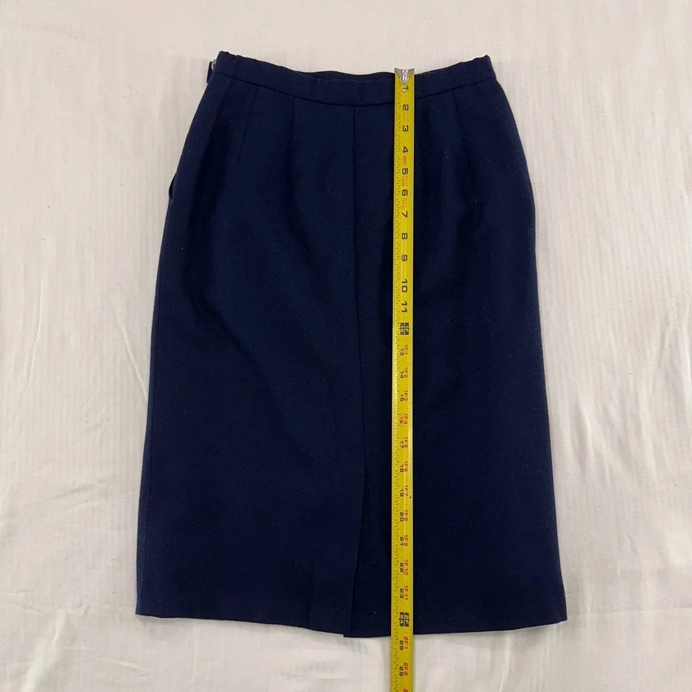 Vintage Pendleton Petite Wool Pencil Skirt 6 Navy Blue P566-203‎ | Dark Academia